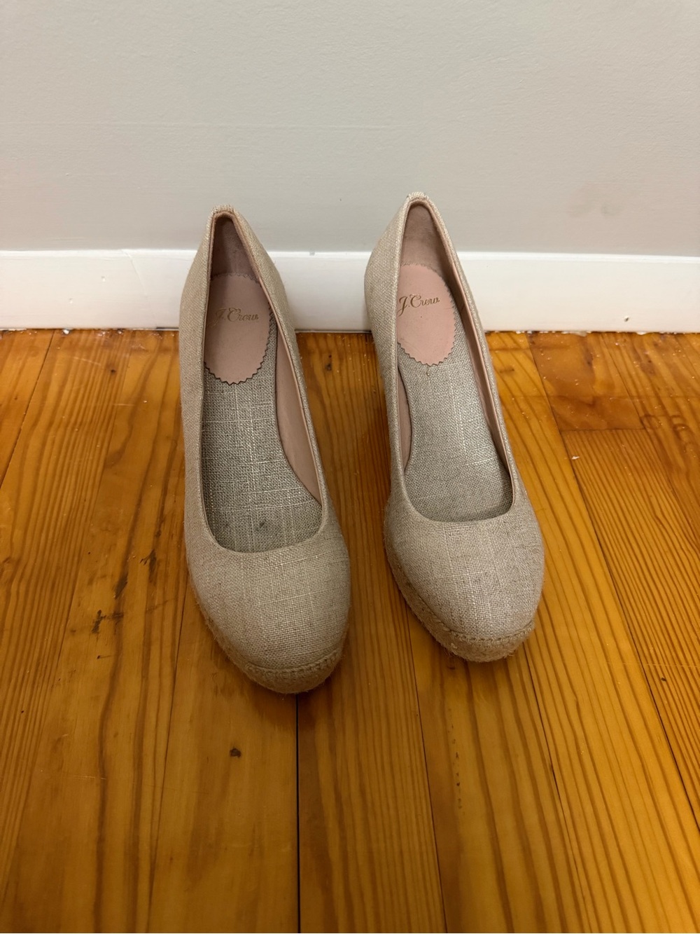 J. Crew Natural Linen Wedge Pumps